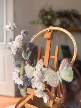 Decorative Butterfly Wreath Accent in Mint and Dusty Blue